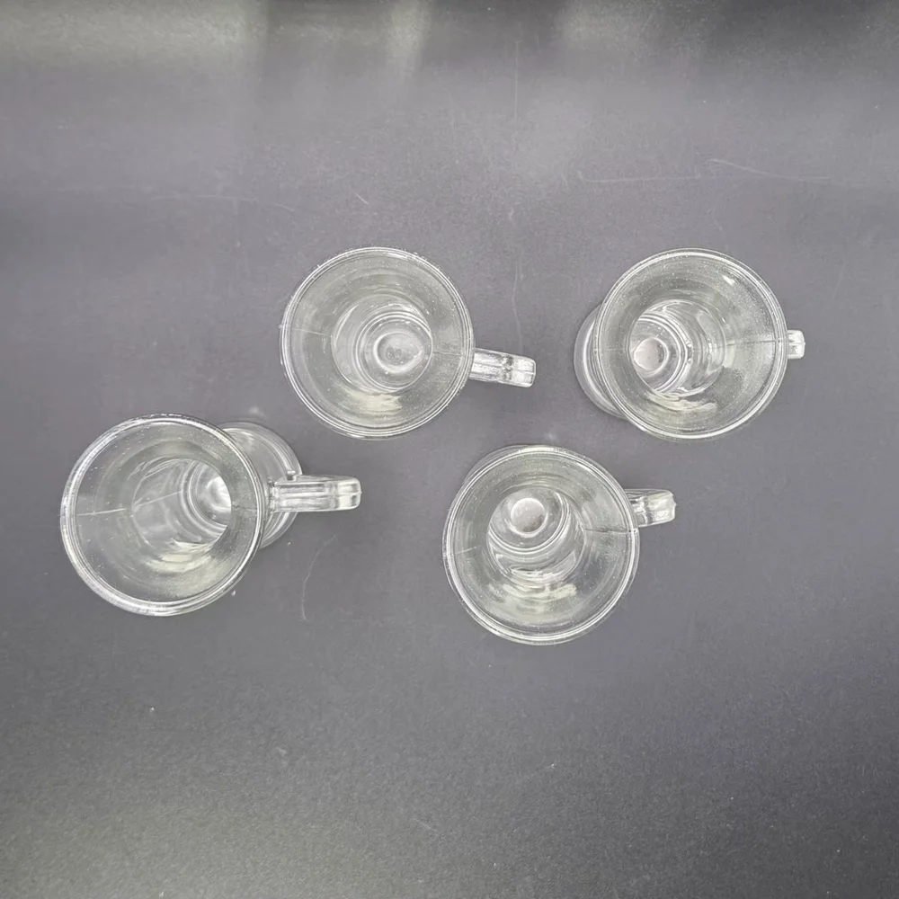 Shot Glasses Clear with Handles And Calla Lily Design Set Of 4